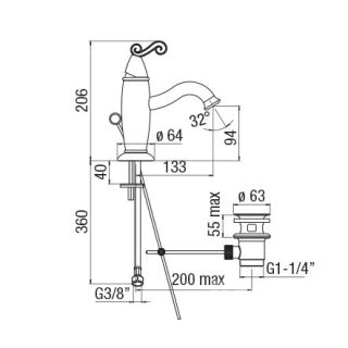 Смеситель  Nobili Dubai DB00118/1GD для раковины